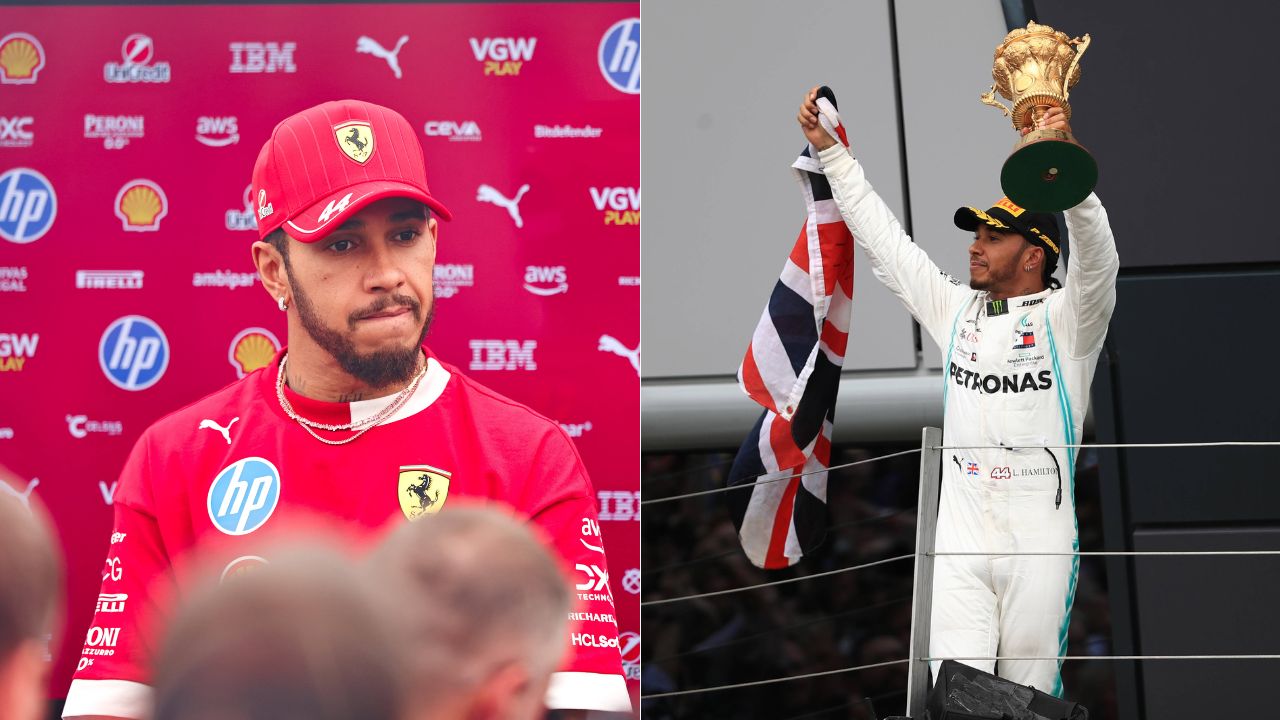 Lewis Hamilton at Ferrari (L); Lewis Hamilton at Mercedes (R)