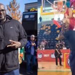 Jordan Kilganon dunking over Shaquille O'Neal