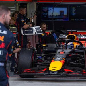 Max Verstappen Oracle Red Bull Racing, Netherlands, 01 in RB21 drives out of the pits into the pit lane, BAH, Formula 1 World Championship, Gulf Air Grand Prix of Bahrain