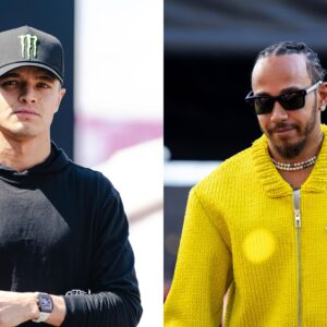 Lando Norris (L) and Lewis Hamilton (R)