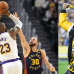 (L) LeBron James and Steph Curry (R) Snoop Dogg