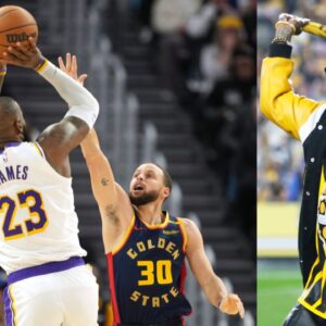 (L) LeBron James and Steph Curry (R) Snoop Dogg