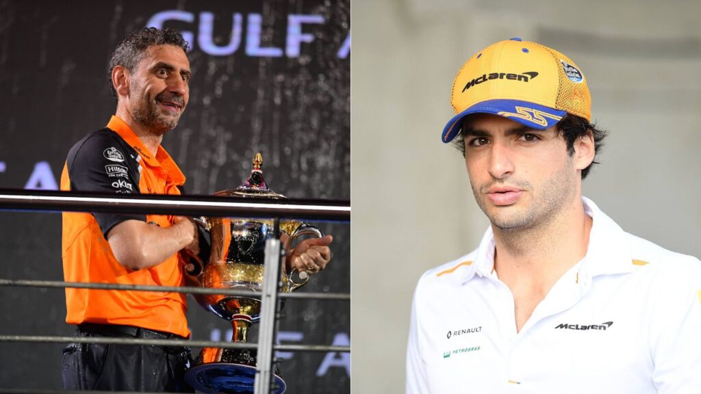 Andrea Stella (L) and Carlos Sainz (R)