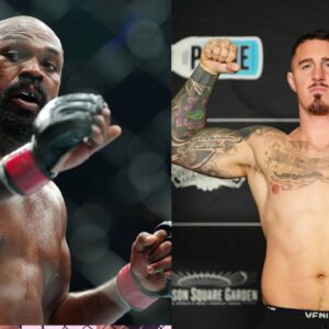 Jon Jones (L), Tom Aspinall (R)