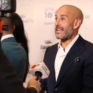 Jon Anik walks the red carpet at the Fighters Only World MMA Awards at The Theatre at Virgin Hotels on December 5, 2024 in Las Vegas, Nevada.
