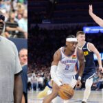 Shaquille O'Neal (L), Shai Gilgeous Alexander and Nikola Jokic (R)