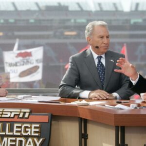 ESPN College GameDay is a weekly television program that airs during the college football season. The hosts are Kirk Herbstreit, Lee Corso, and Chris Fowler. The production was in Fayetteville, Arkansas Nov. 12 for the Arkansas/Tennessee game.