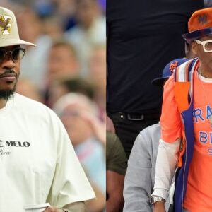 Carmelo Anthony (L) and Spike Lee (R)