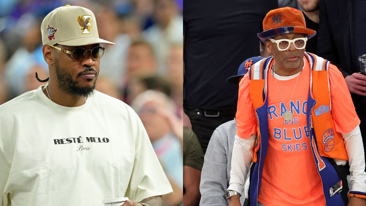 Carmelo Anthony (L) and Spike Lee (R)