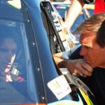 Jeff Gordon talks with former crew chief Ray Evernham (right) during practice for the Daytona 500 at Daytona International Speedway.