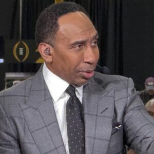 ESPN personality Stephen A. Smith on the ESPN First Take set at the CFP Fan Central at the George World Congress Center.