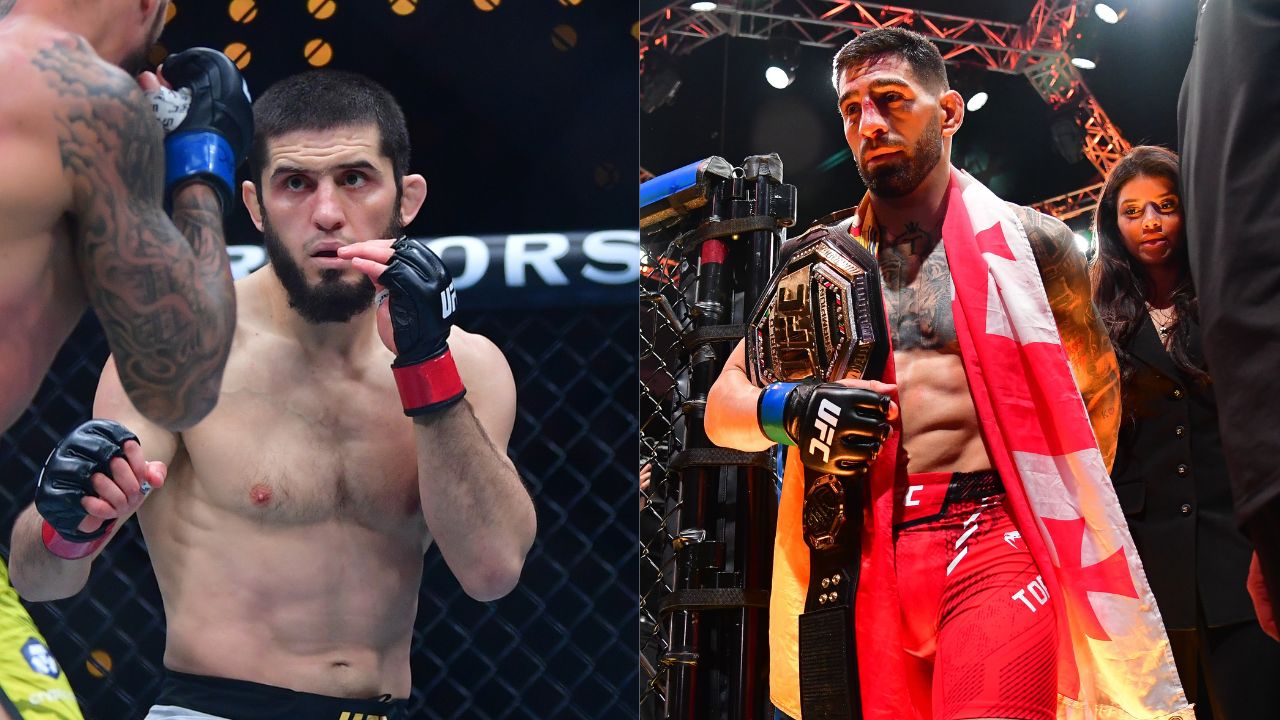 Islam Makhachev (L), Ilia Topuria (R)