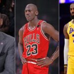 Reggie Miller (L), Michael Jordan (C), and LeBron James (R)