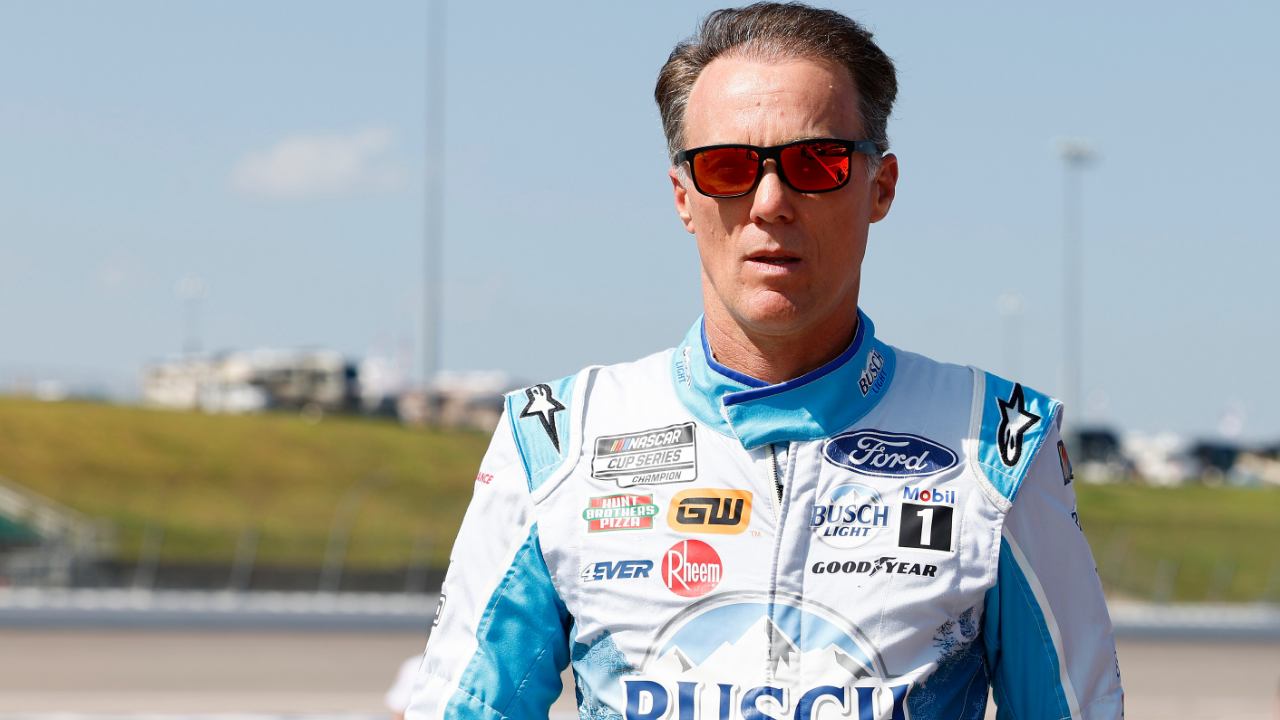 May 6, 2023; Kansas City, Kansas, USA; NASCAR Cup Series driver Kevin Harvick (4) during Cup Practice and Qualifying at Kansas Speedway. Mandatory Credit: Mike Dinovo-Imagn Images