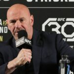 UFC President Dana White speaks at a press conference after the fight of Israel Adesanya and Sean Strickland during UFC 293 at Qudos Bank Arena.