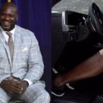Shaq shows off leg space in his new Cadillac