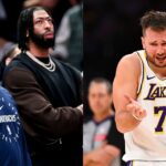 Mark Cuban and Anthony Davis(L), Luka Doncic(R)