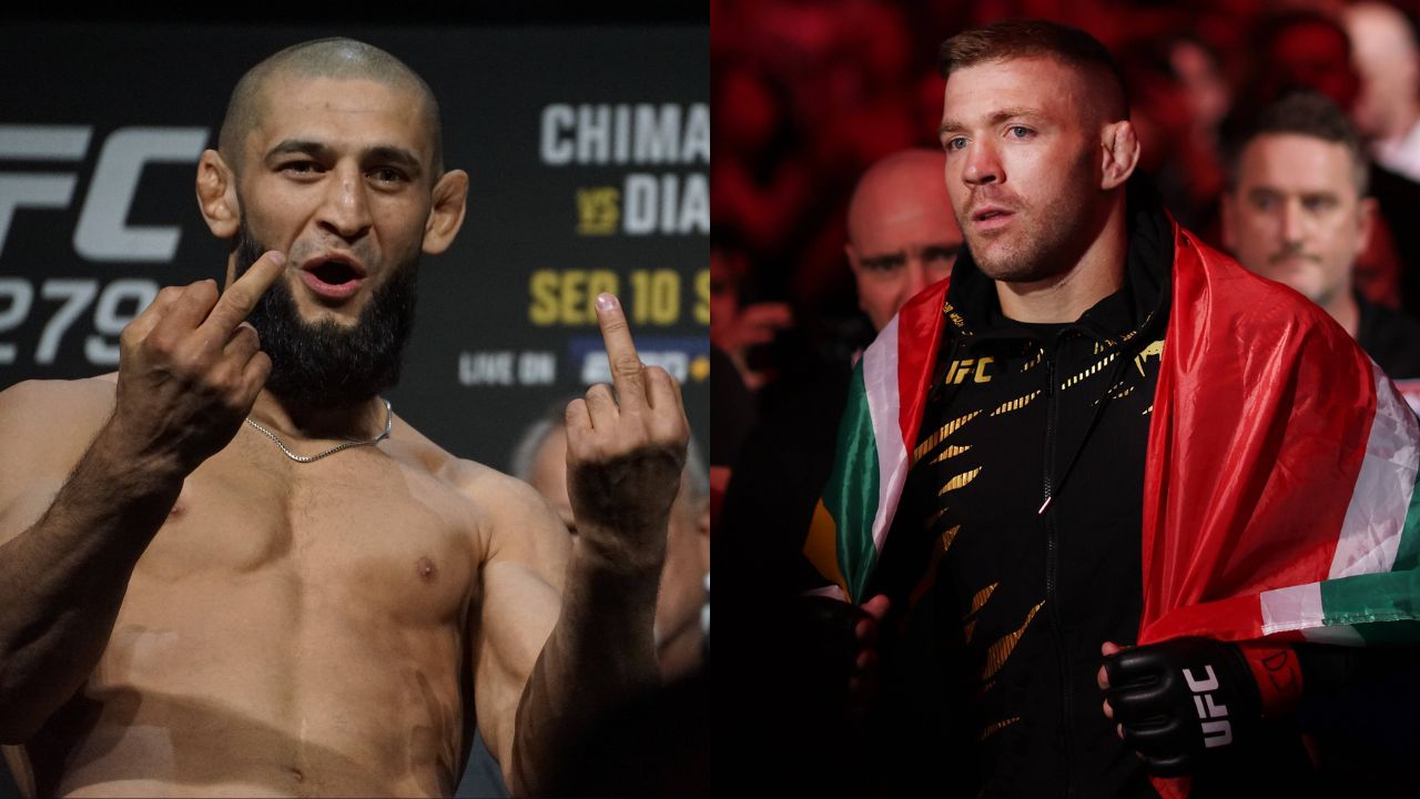 Khamzat Chimaev (L), Dricus du Plessis (R)