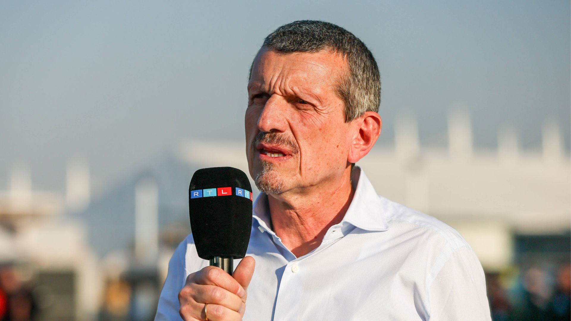 Guenther Steiner of Italy looks on during Sprint Qualifying ahead of the F1 Grand Prix of CHINA at Shanghai International Circuit on March 21, 2025