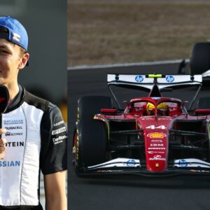 Alex Albon (L) and Both Ferrari cars at the Chinese GP (R)