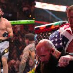 Islam Makhachev (L), Justin Gaethje (R)