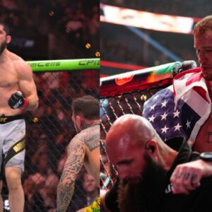 Islam Makhachev (L), Justin Gaethje (R)