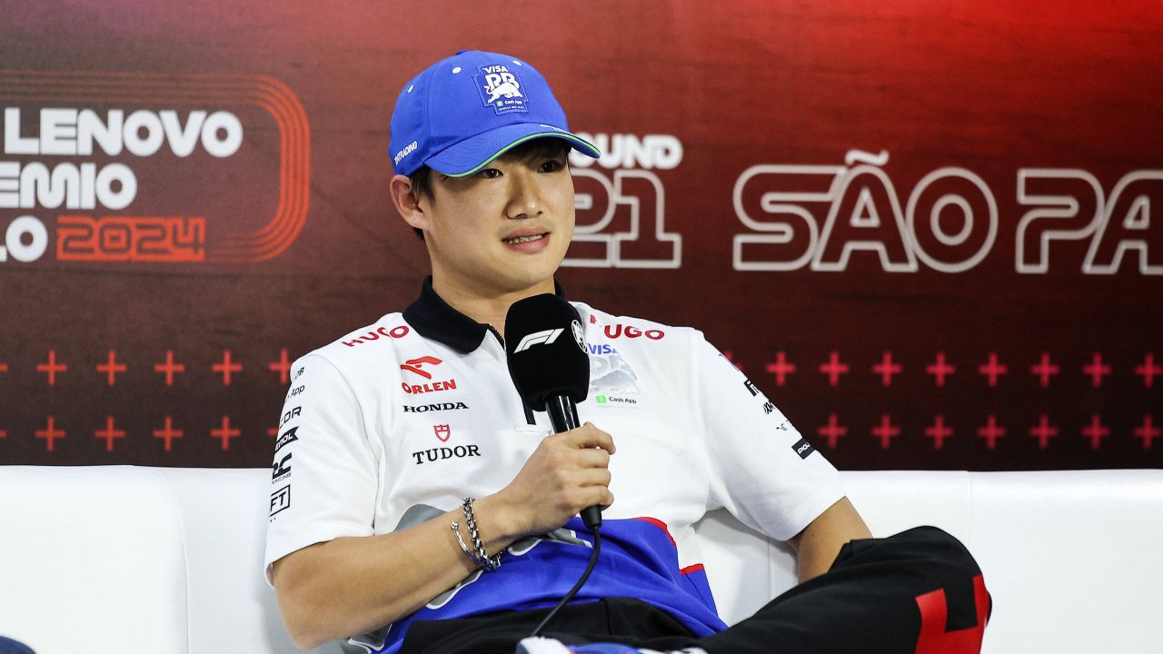 TSUNODA Yuki (jap), Visa Cash App RB F1 Team VCARB 01, portrait press conference, PK, Pressekonferenz during the Formula 1 Grande Premio de Sao Paulo 2024, 21th round of the 2024 Formula One World Championship, WM, Weltmeisterschaft from November 1 to 3, 2024 on the Interlagos Circuit, in Sao Paulo, Brazil