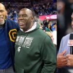 Magic Johnson and Kareem Abdul-Jabbar (L), and Charles Barkley (R)