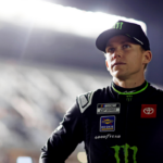 Feb 12, 2025; Daytona Beach, Florida, USA; NASCAR Cup Series driver Riley Herbst (35) during qualifying for the Daytona 500 at Daytona International Speedway. Mandatory Credit: Peter Casey-Imagn Images