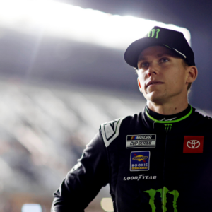 Feb 12, 2025; Daytona Beach, Florida, USA; NASCAR Cup Series driver Riley Herbst (35) during qualifying for the Daytona 500 at Daytona International Speedway. Mandatory Credit: Peter Casey-Imagn Images