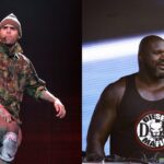 Chris Brown (L), Shaquille O'Neal (R)