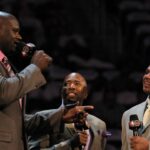 TNT anchor Kenny Smith introduces Team Shaq general manager Shaquille O'Neal and Team Chuck general manager Charles Barkley before the BBVA rising stars challenge at the Amway Center in Orlando.