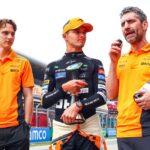 Lando Norris of Great Britain and McLaren, Oscar Piastri of Australia and McLaren and Team Principal Andrea Stella celebrate after the Race, Race, F1 Grand Prix of Spain, Circuit de Barcelona Catalunya