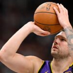 Luka Doncic takes a shot, Lakers v Mavericks