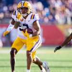 LSU Tigers safety Greg Brooks Jr. (3) gestures after an interception during the second half against the Purdue Boilermakers at Camping World Stadium.
