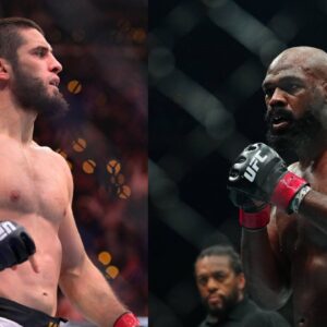 Islam Makhachev (L), Jon Jones (R)