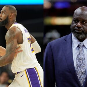 Stephen Curry and LeBron James(L), Shaquille O'Neal(R)