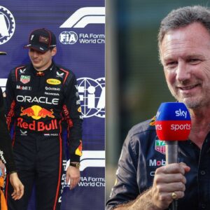 Oscar Piastri and Max Verstappen(L), Christian Horner(R)