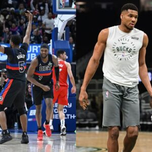 Malik Beasley (L), Giannis Antetokounmpo (R)