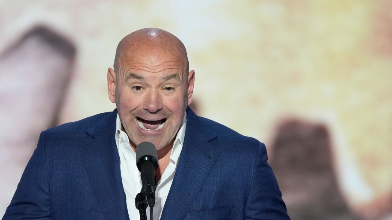 Dana White, CEO of Ultimate Fighting Championship, speaks during the final day of the Republican National Convention at the Fiserv Forum. The final day of the RNC featured a keynote address by Republican presidential nominee Donald Trump.