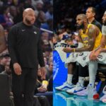 LeBron James and Darvin Ham (L), LeBron James and Anthony Davis (R)