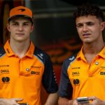 Oscar Piastri and Lando Norris, racing for the McLaren F1 team during the 2025 Formula 1 Saudi Arabian Grand Prix at the Jeddah Corniche Circuit