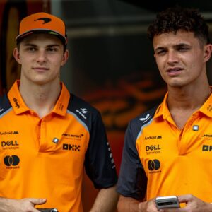 Oscar Piastri and Lando Norris, racing for the McLaren F1 team during the 2025 Formula 1 Saudi Arabian Grand Prix at the Jeddah Corniche Circuit