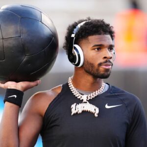 Colorado Buffaloes quarterback Shedeur Sanders (2) before the game against the Oklahoma State Cowboys at Folsom Field.