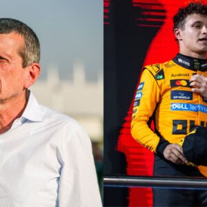 Guenther Steiner (L) and Lando Norris (R)