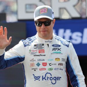 Brad Keselowski during driver introductions for the NASCAR Food City 500 at Bristol Motor Speedway.