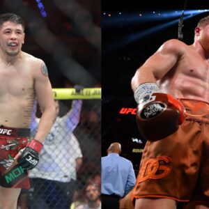 Brandon Moreno (L), Canelo Alvarez (R)