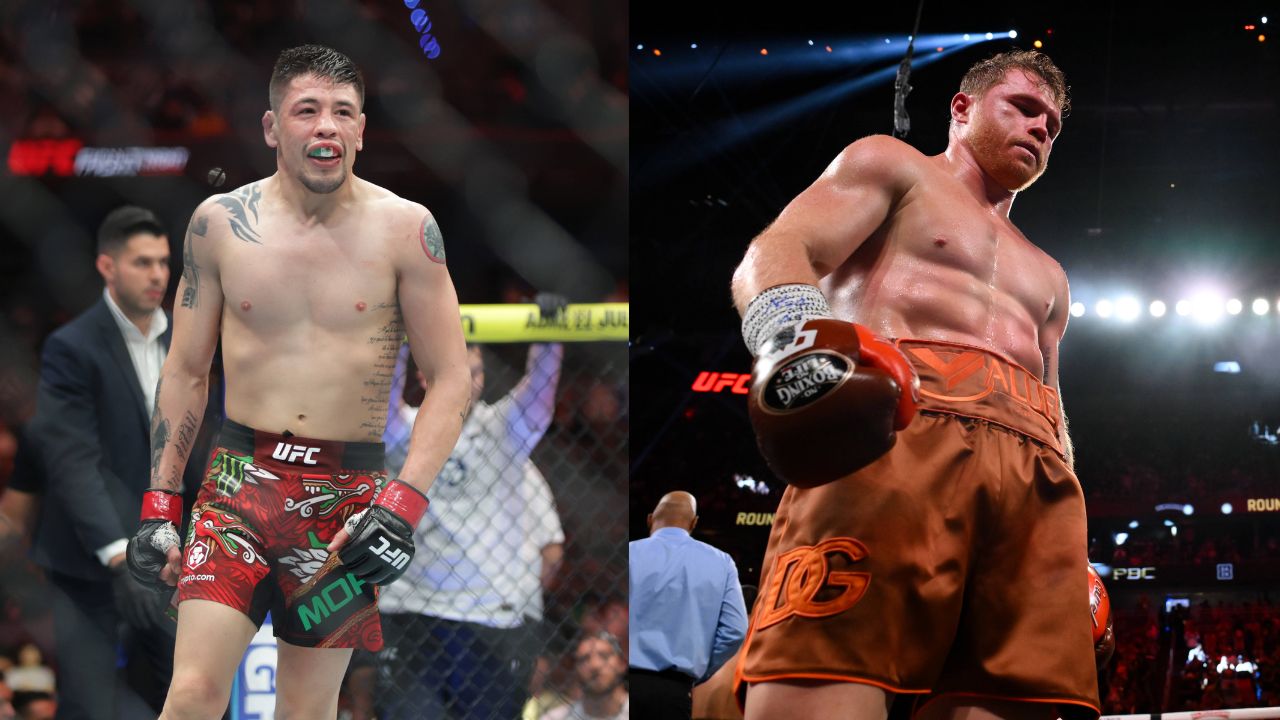 Brandon Moreno (L), Canelo Alvarez (R)