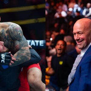 Ilia Topuria (L), Dana White (R)