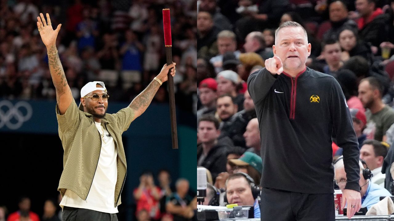 Carmelo Anthony (L), Mike Malone (R)